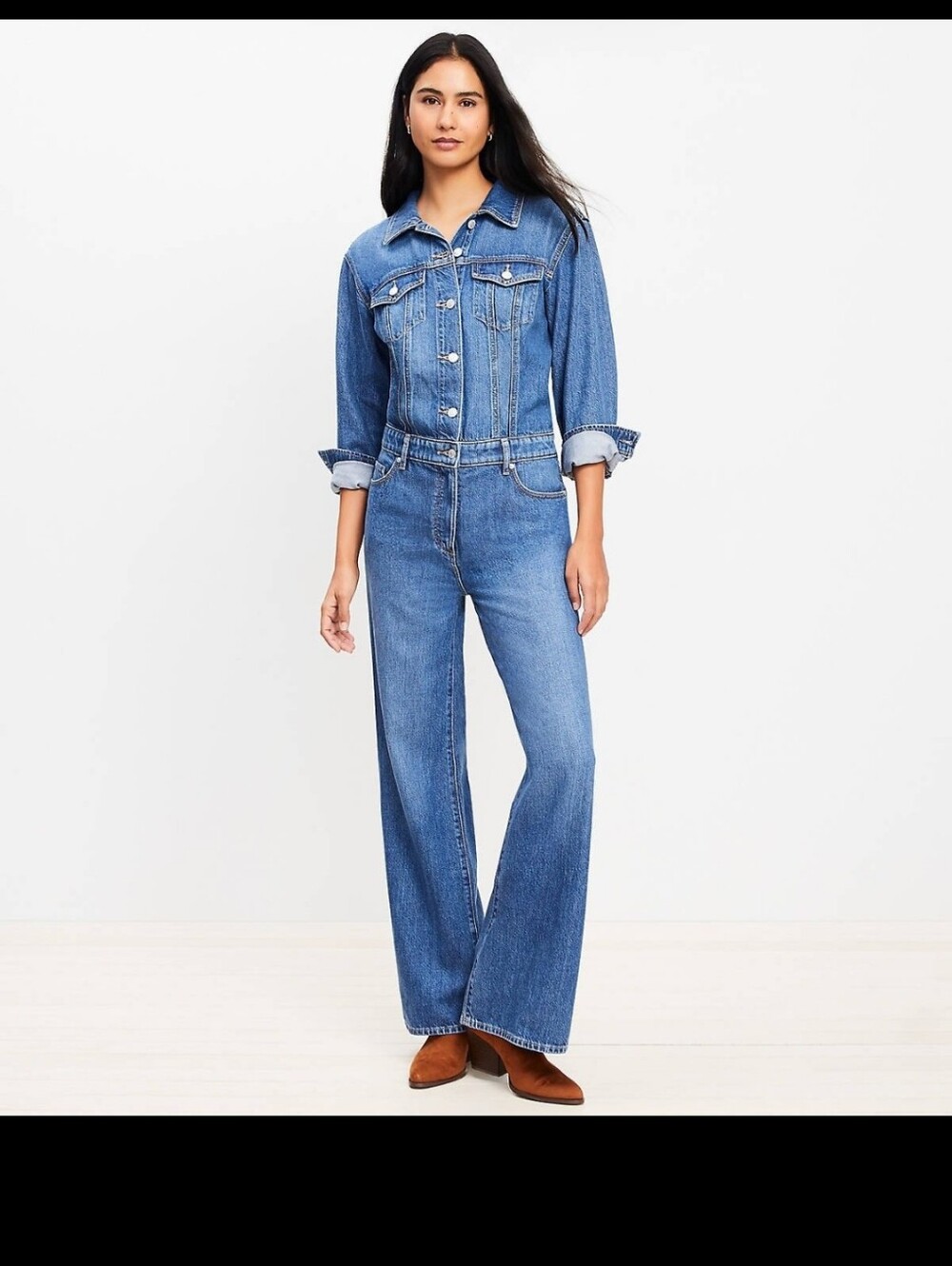 LOFT Medium Blue High-Rise Wide Leg Jeans